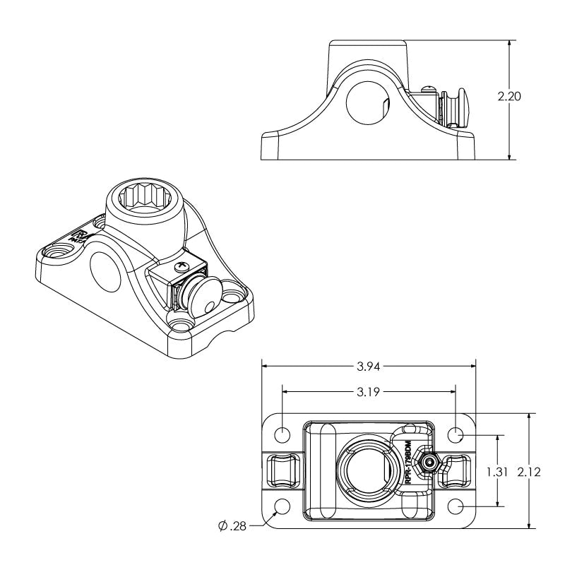 RAM ROD Bulkhead/Flat Surface Base (RAM-114BMPU) - KBM Outdoors