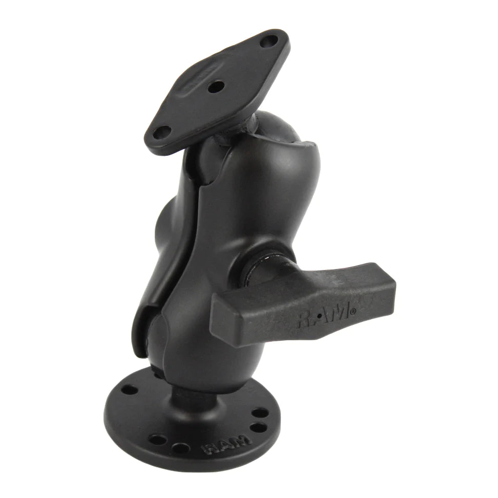RAM Double Ball Mount with Diamond Plate Adapter - Short (RAM-138U-B) - KBM Outdoors