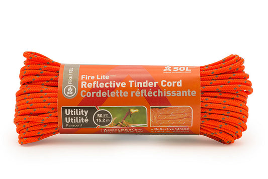 SOL Utility Reflective Tinder Cord, 50 ft - KBM Outdoors