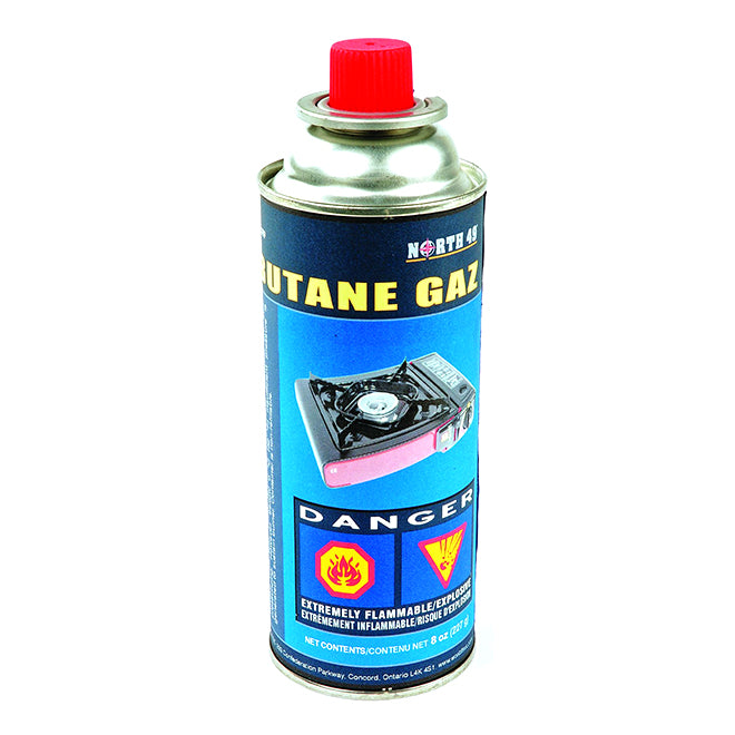 North 49 Butane Gas 8oz Can for Single Burner Butane Stoves