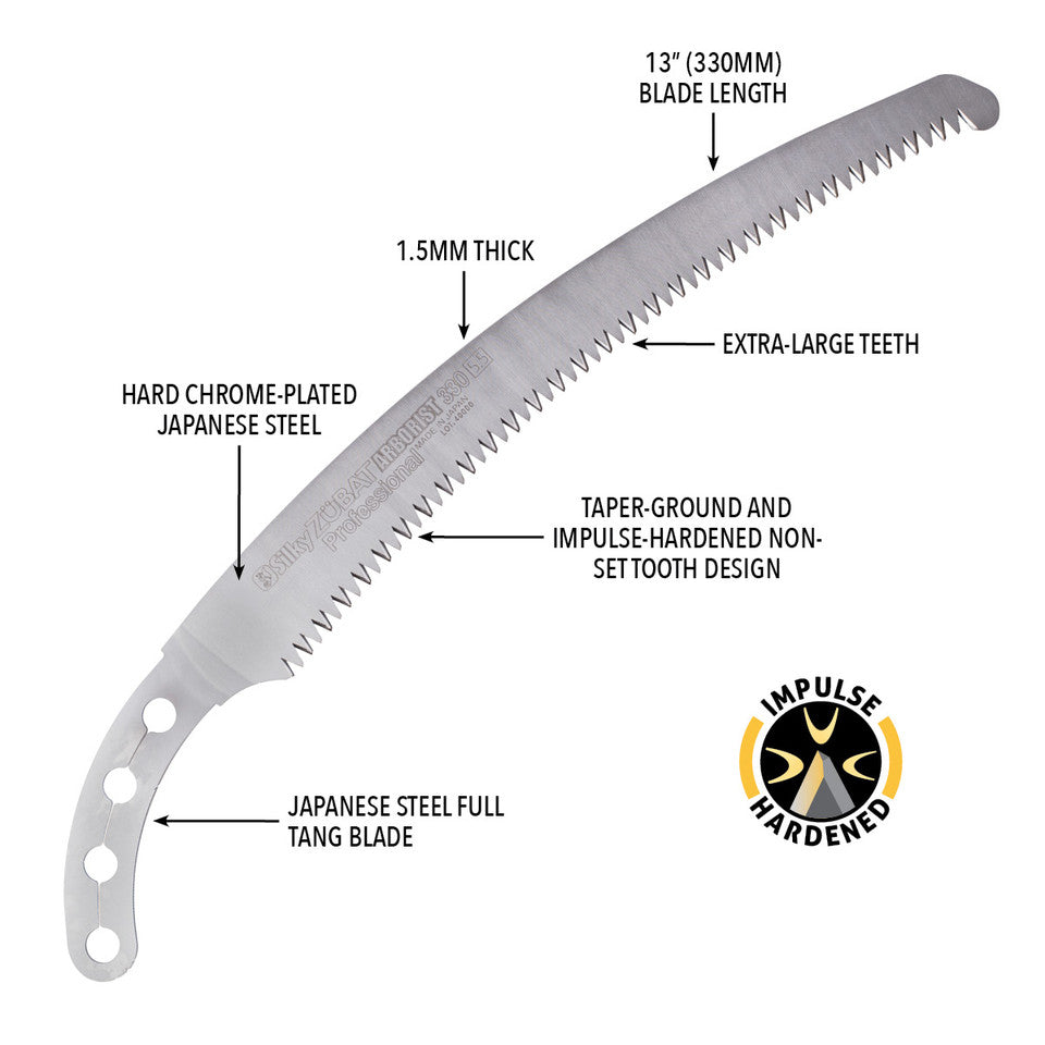 Silky Zubat Arborist Pro hand Saw 330 - Curved - XLarge Teeth - Replacement Blade (723-33)