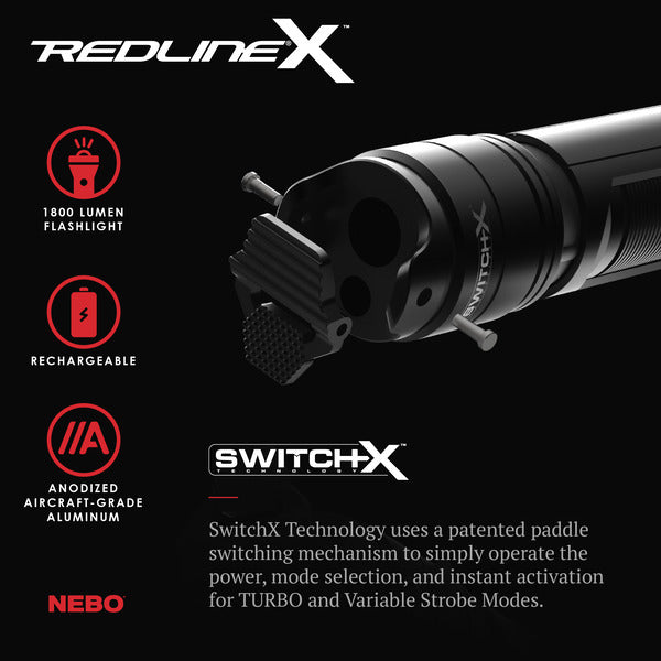 Nebo Redline X Black RC White COB Rechargeable Flashlight - KBM Outdoors