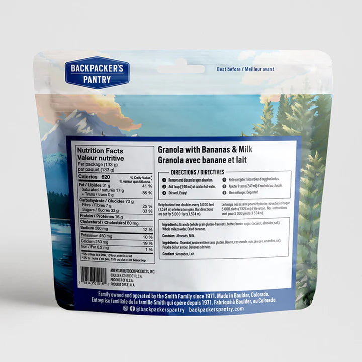 Backpackers Pantry - Granola with Bananas, Milk & Almonds - KBM Outdoors