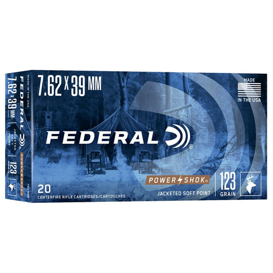 Federal 7.62x39 Soviet 123 Grain SP Power-Shok Ammunition 20/box - KBM Outdoors