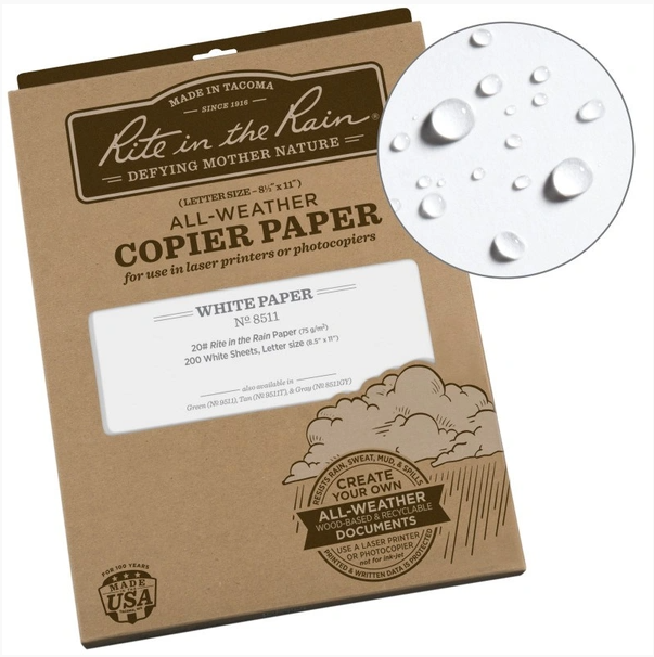 Rite in the Rain All-Weather Printer Paper 8.5"x11" - White - No. 8511