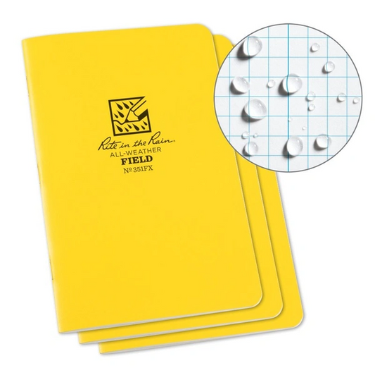Rite in the Rain Stapled Notebooks 4.5"x7" - Field Pattern  - 3 Pack - No. 351FX
