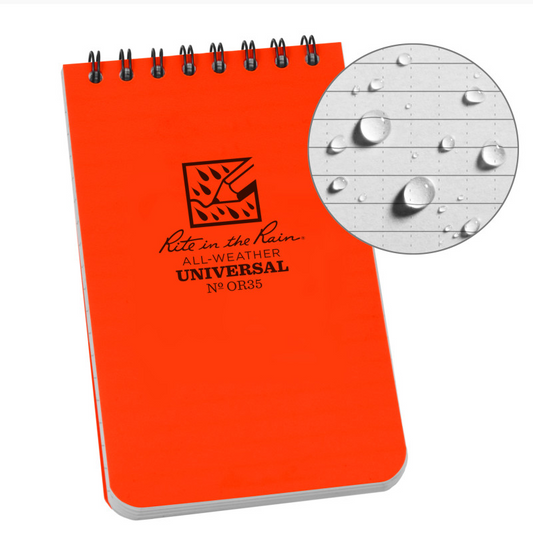 Rite in the Rain Top Spiral Notepad 3"x5" - Blaze Orange - No. OR35