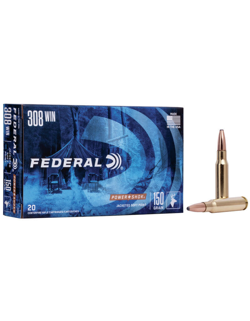 Federal 308 Win 150 Grain power shock jacketed soft point 20/box