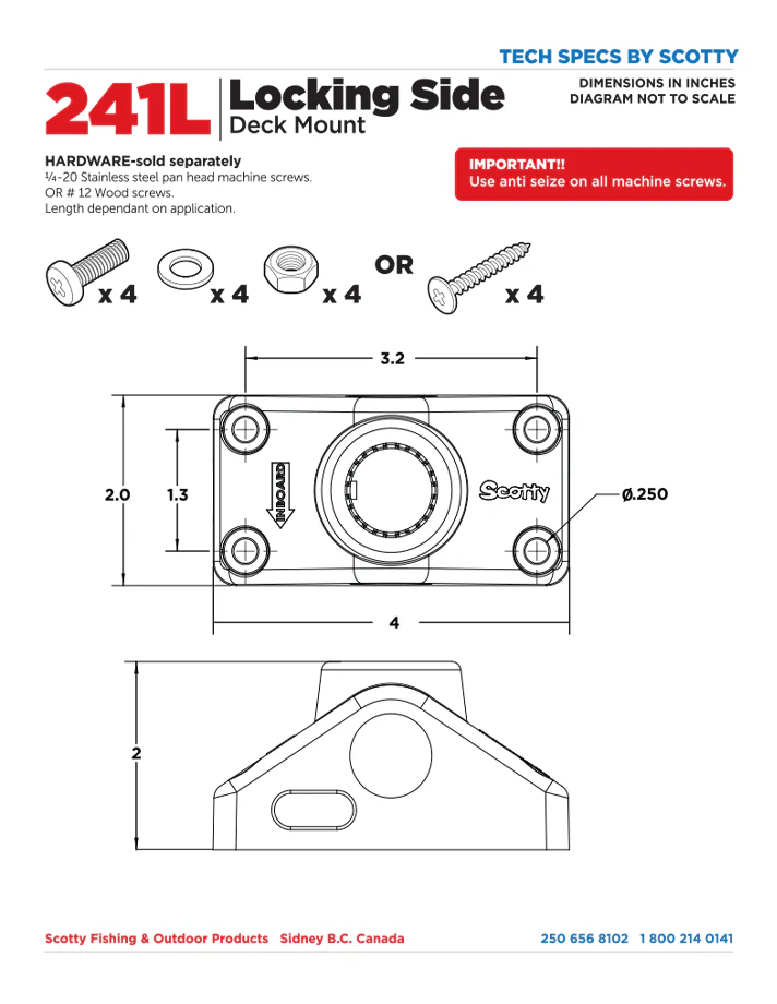 SCOTTY 241L Locking Side Deck Mount