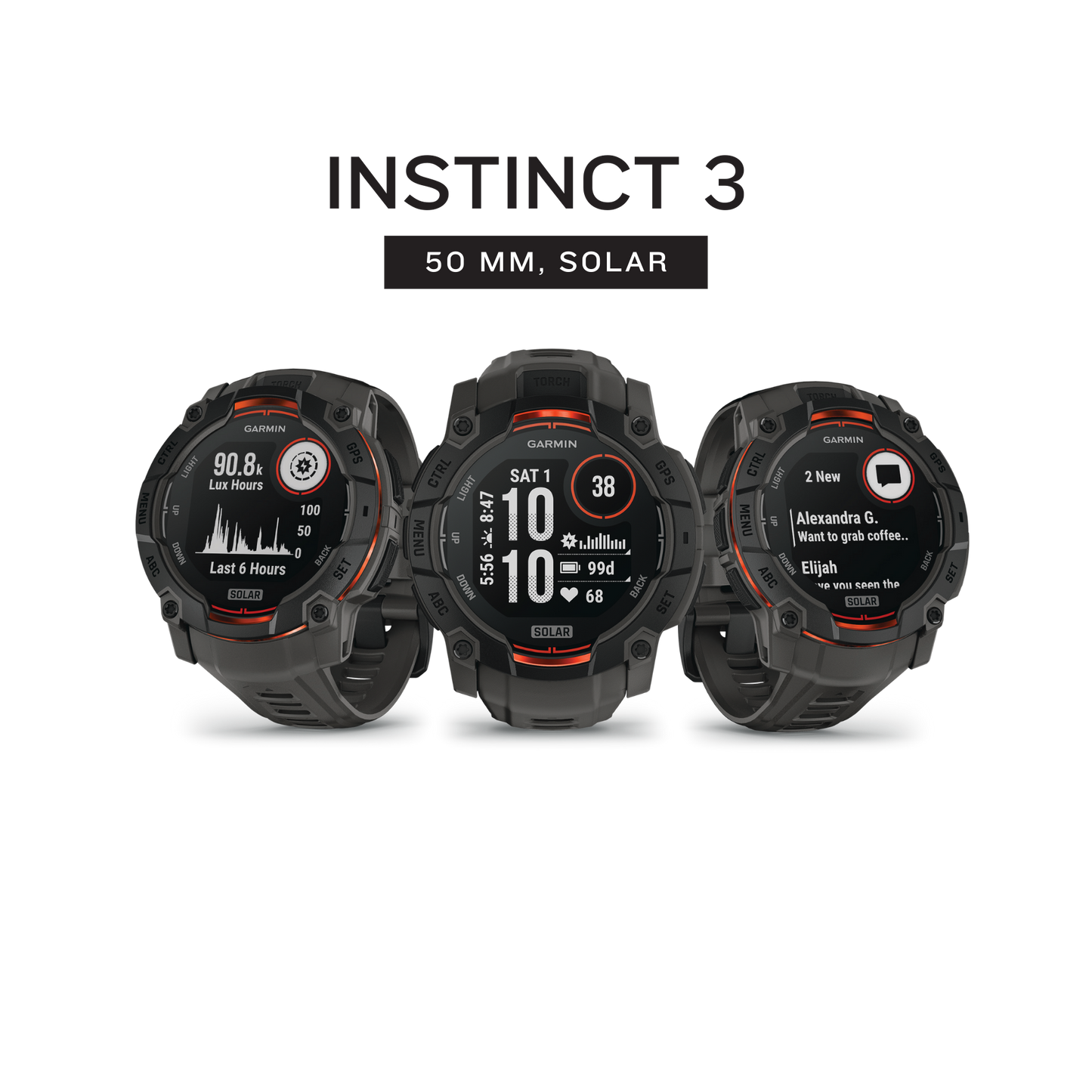 Garmin Instinct 3 - 50mm SOLAR GPS Smartwatch (010-02935-00)