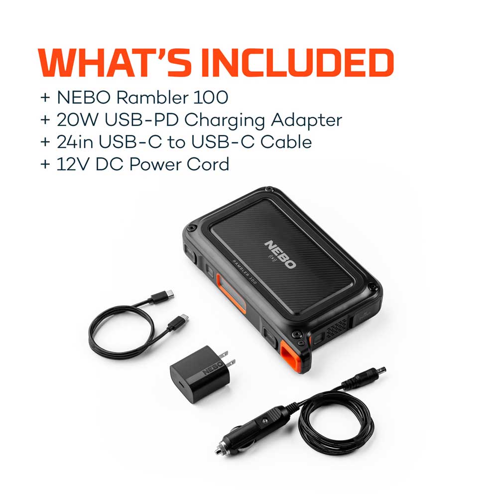 NEBO Rambler 100 Power Station (Acquire Power, Store Power, Transfer Power) - KBM Outdoors