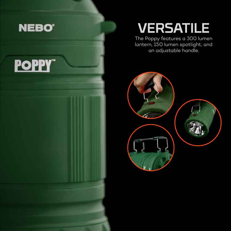 Nebo POPPY Green Lantern & Spotlight - KBM Outdoors