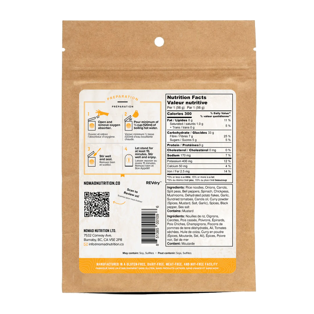 NOMAD Kathmandu Curry Snack Size 56g - KBM Outdoors