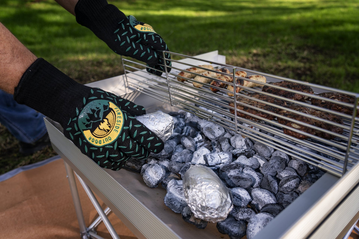 FireSide Pop-Up Pit Tri-Fold portable grilling grates - KBM Outdoors