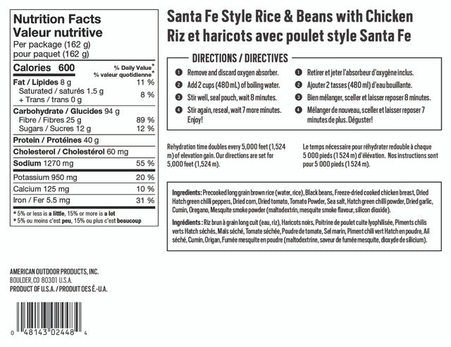 Backpackers Pantry - Santa Fe Style Rice & Beans - KBM Outdoors