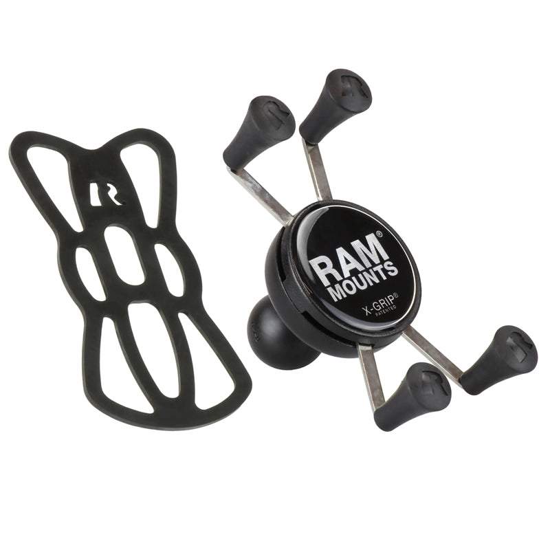 RAM Mount Universal X-Grip Mobile Phone Cradle with 1 inch B-Ball with Tether (RAM-HOL-UN7BU) - KBM Outdoors