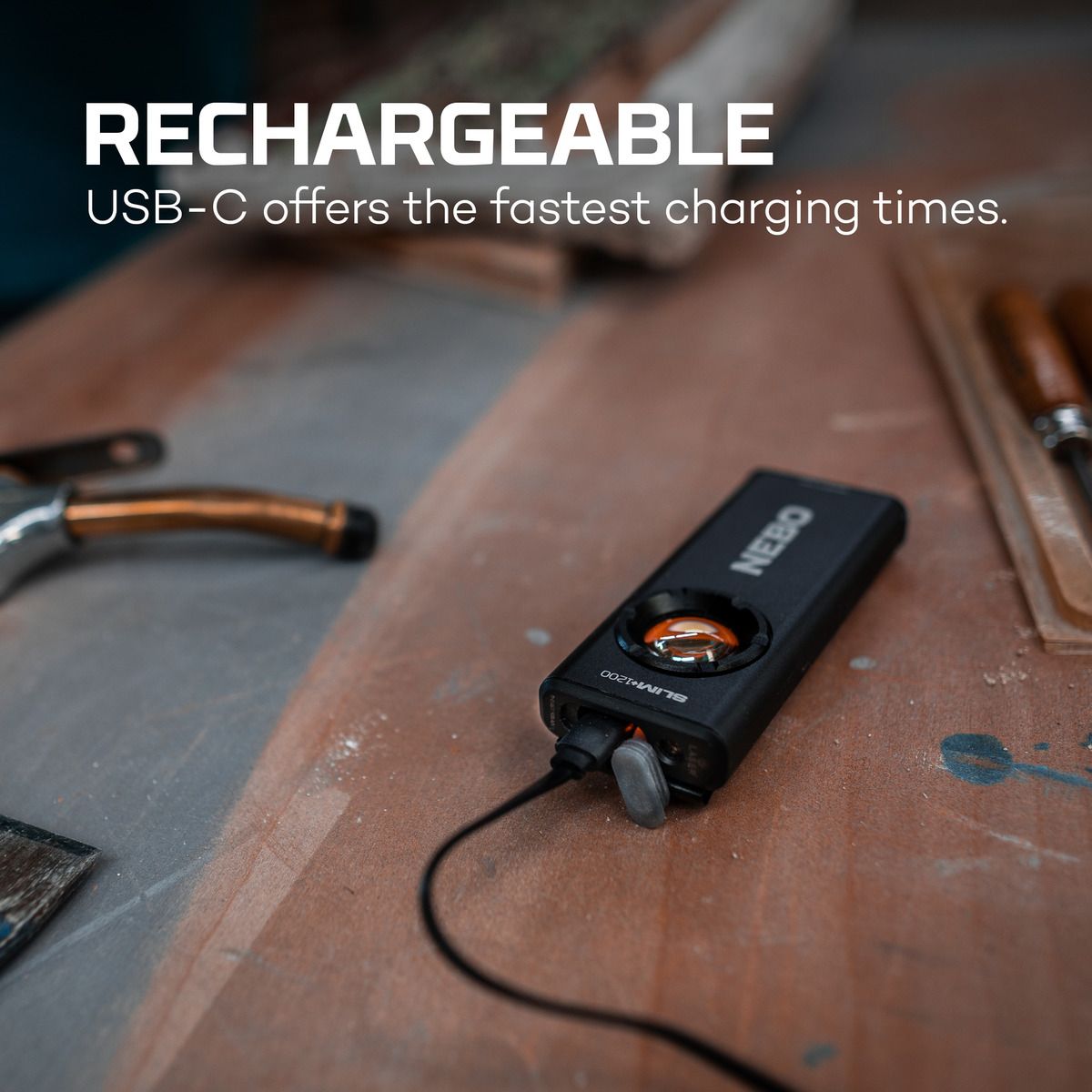 Nebo SLIM+ 1200 - Powerful Rechargeable Pocket Light with Laser Pointer and Power Bank - KBM Outdoors