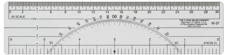 CTHRU 6" Protractor Ruler, 10ths/50ths W37 - KBM Outdoors