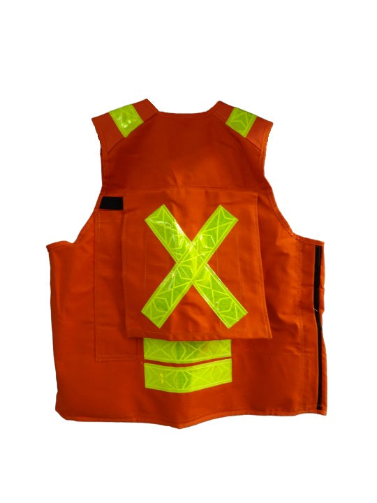 Deluxe 14 Pocket Cruiser Vest- Orange Cordura with Reflective Striping - KBM Outdoors