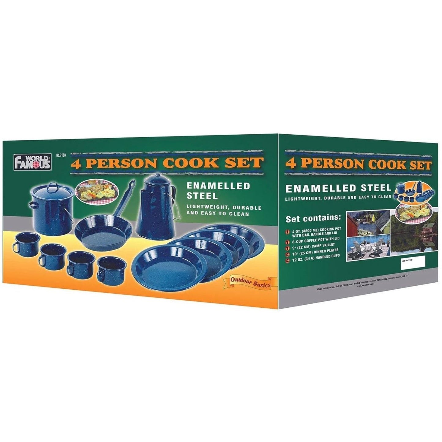 Blue Enamel 4 Person Cookset (13 piece) - KBM Outdoors