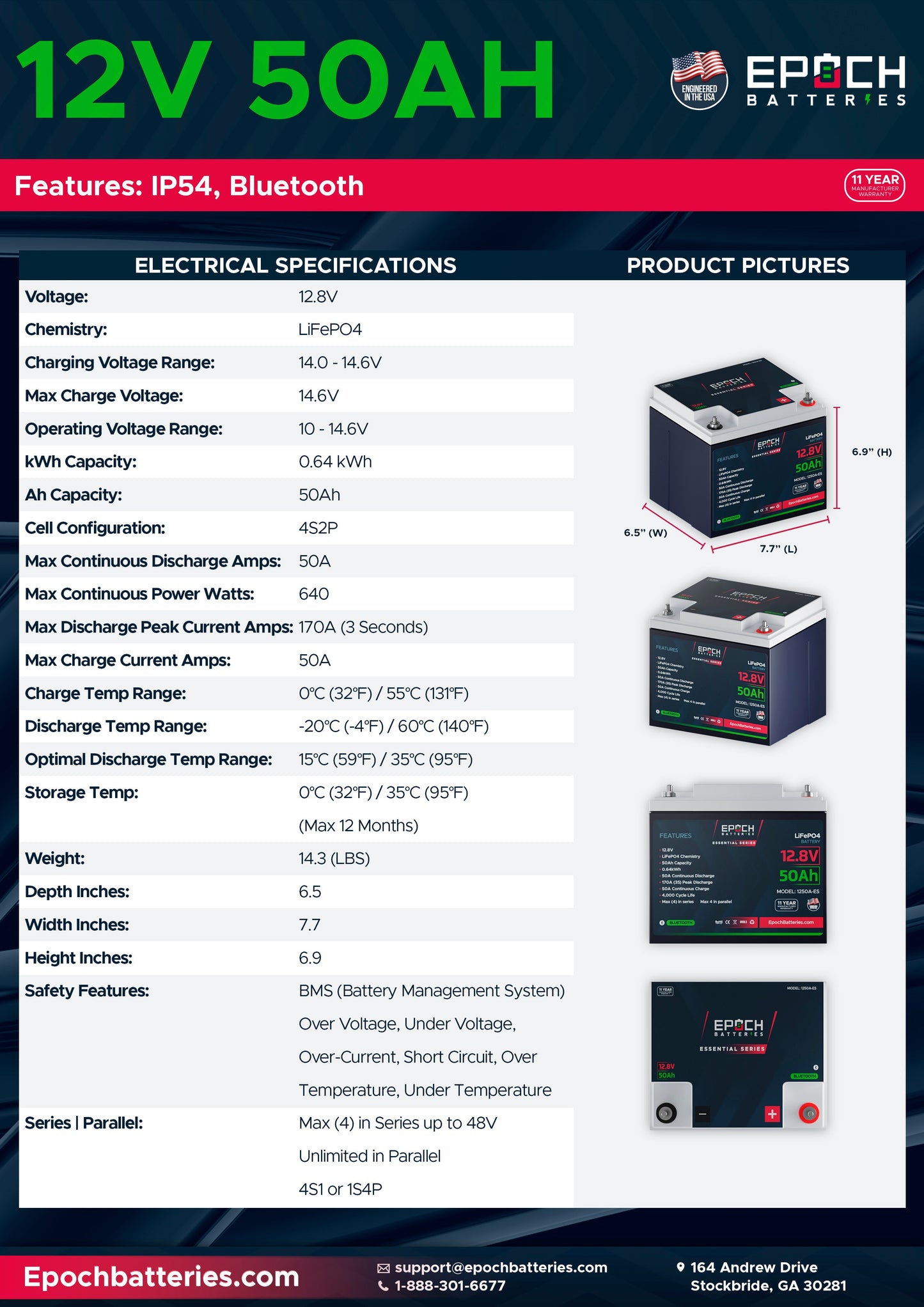 EPOCH 12V 50Ah | Bluetooth | LiFePO4 Battery - Epoch Essentials