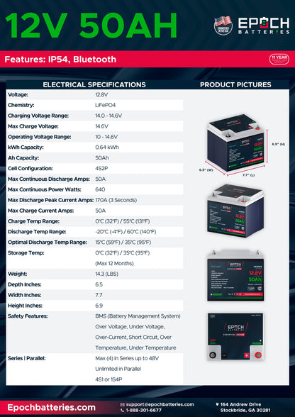 EPOCH 12V 50Ah | Bluetooth | LiFePO4 Battery - Epoch Essentials