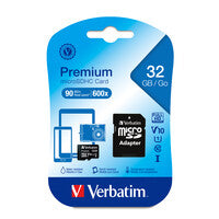 Verbatim 32GB Premium microSDHC Memory Card with Adapter, UHS-I V10 U1 Class 10 - KBM Outdoors