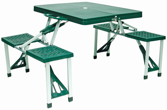 World Famous Green Folding Portable Picnic Table Set - 4 Person