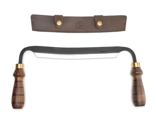 BEAVERCRAFT Hand-Forged Drawknife with Leather Sheath 15"