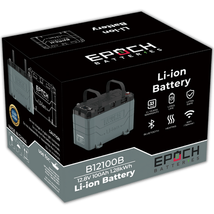 EPOCH 12V 100Ah LiFePO4 Lithium Battery - Bluetooth, Heating, Waterproof