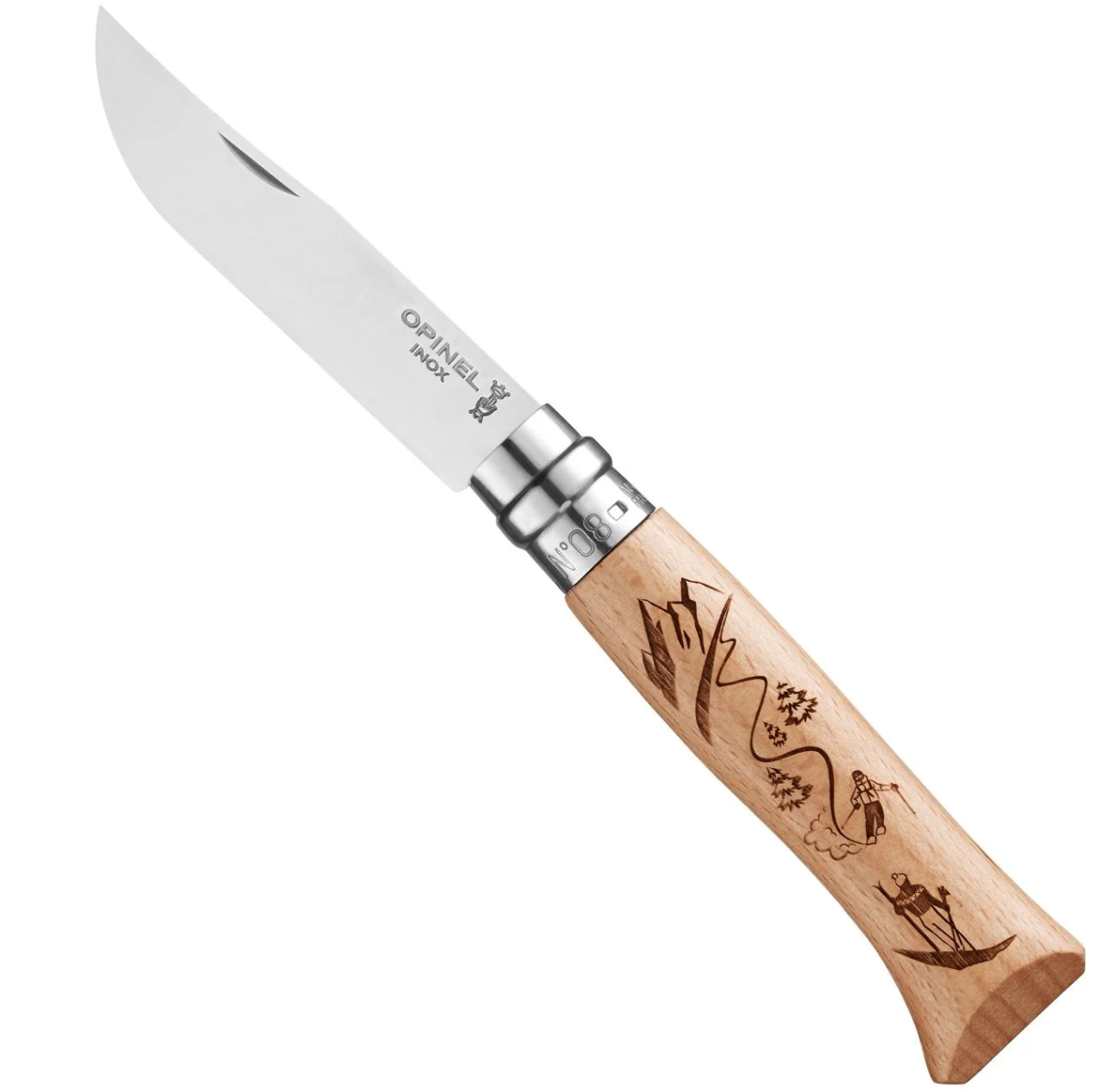 Opinel No.08 Engraved Handle Folding Knife - Alpine Adventures