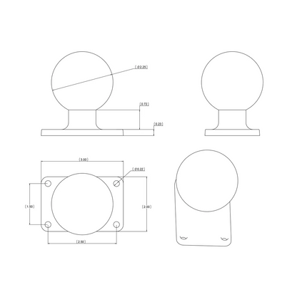 RAM Mounts - Ball Base with 1.5" x 2.5" - 4-Hole Pattern - D Size (RAM-D-202U-23)