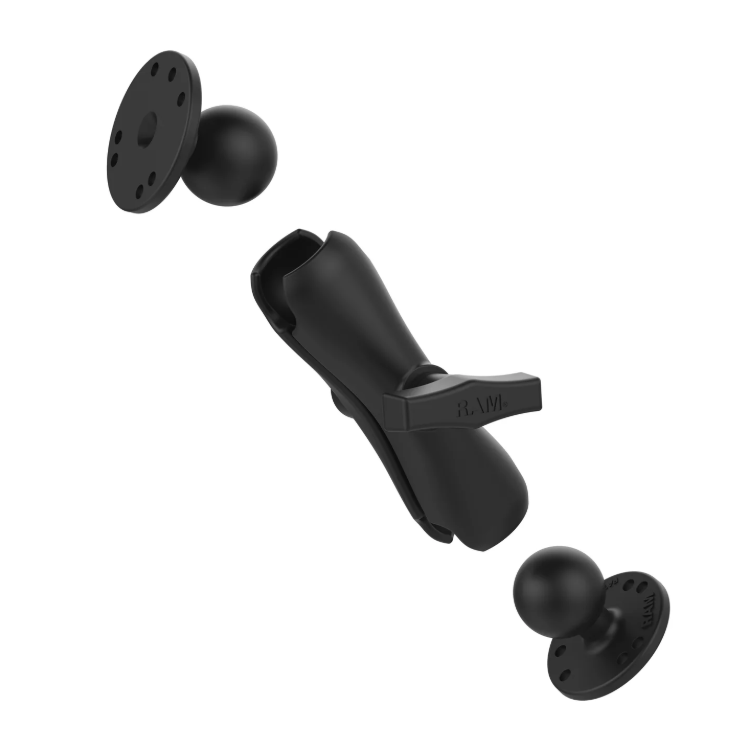 RAM Mounts - Double Ball Mount with Two Round Plates - C Size - Medium Arm (RAM-101U)