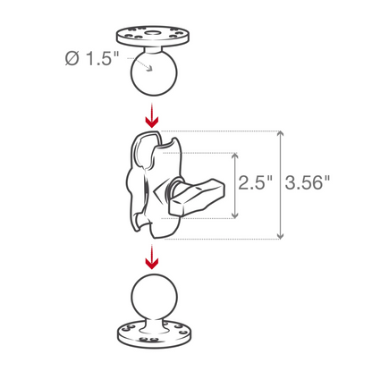 RAM Mounts - Double Socket Arm - C Size - Short Arm (RAM-201U-B)