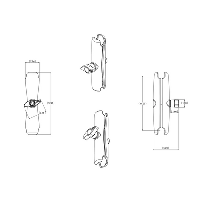 RAM Mounts - Double Socket Arm - D Size - Long Arm (RAM-D-201U-E)