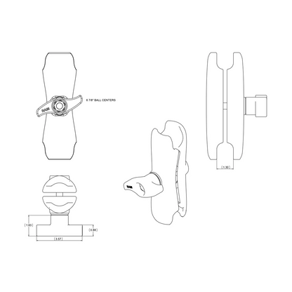 RAM Mounts - Double Socket Arm - D Size - Medium Arm (RAM-D-201U)