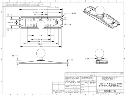 RAM Mounts - Large Marine Electronics Ball Adapter - D Size (RAM-D-111BU)