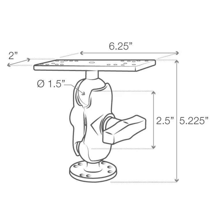 RAM Mounts - Universal Marine Electronic Mount - C Size - Short Arm (RAM-111U-B)