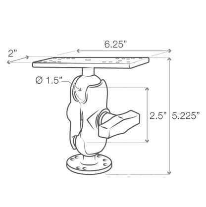 RAM Mounts - Universal Marine Electronic Mount - C Size - Short Arm (RAM-111U-B)