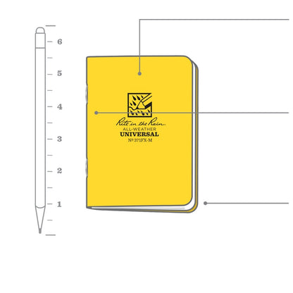 Rite in the Rain Stapled Notebooks 3.25"x4.5" - Universal Pattern - 3 Pack - No. 371FX-M