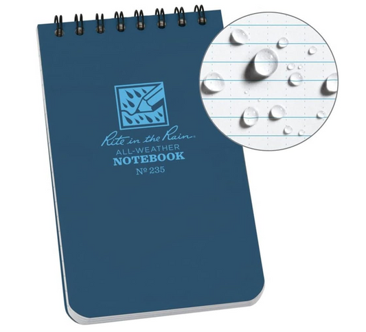 Rite in the Rain Top Spiral Notepad 3"x5" - Blue - No. 235