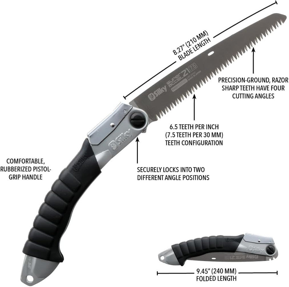 Silky Super Accel Folding Saw 210 - Straight - Large Teeth (119-21)