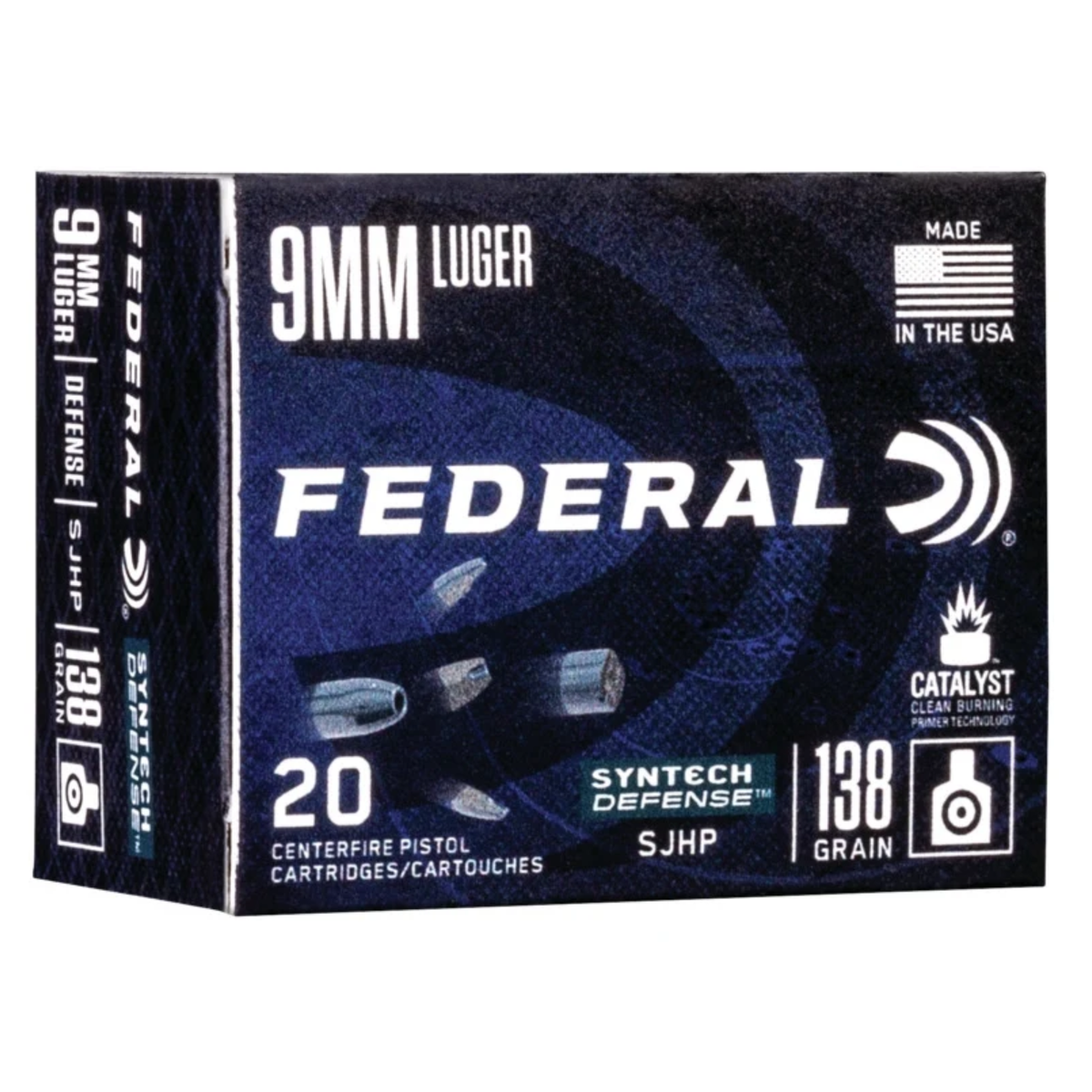 Federal 9MM Luger 138 Grain SJHP Ammunition 20rd/box