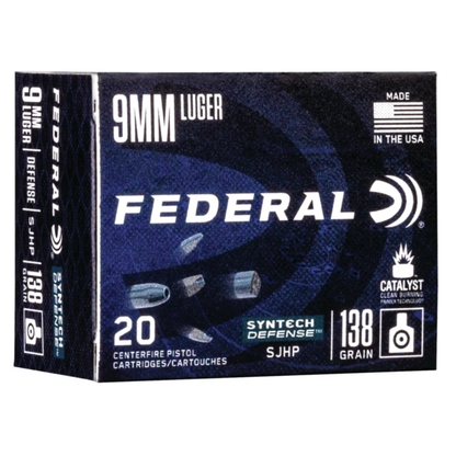Federal 9MM Luger 138 Grain SJHP Ammunition 20rd/box