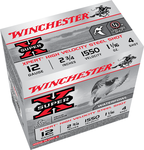 Winchester 12 Gauge 2.75" 1.1/16oz #4 HV Steel Ammunition 25/box