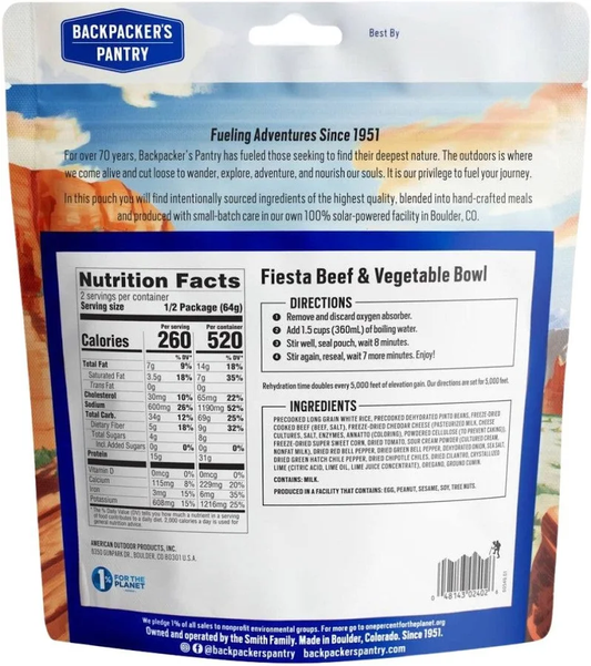 Backpacker's Pantry - Fiesta Beef and Vegetable Bowl Dehydrated Food Pack
