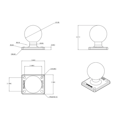 RAM Ball Adapter with AMPS Plate - C Size
