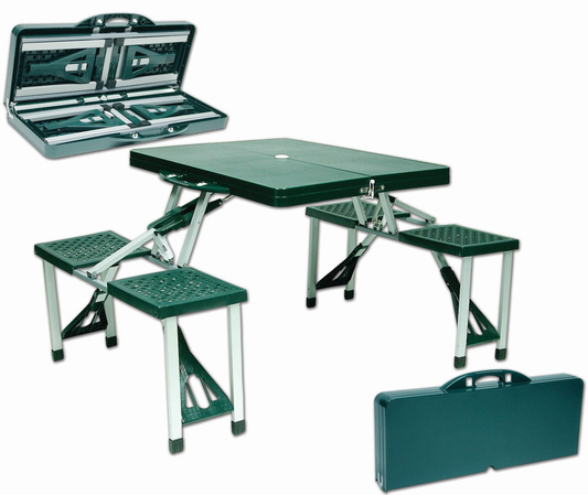 World Famous Green Folding Portable Picnic Table Set - 4 Person