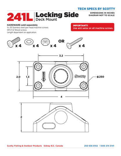 SCOTTY 241L Locking Side Deck Mount