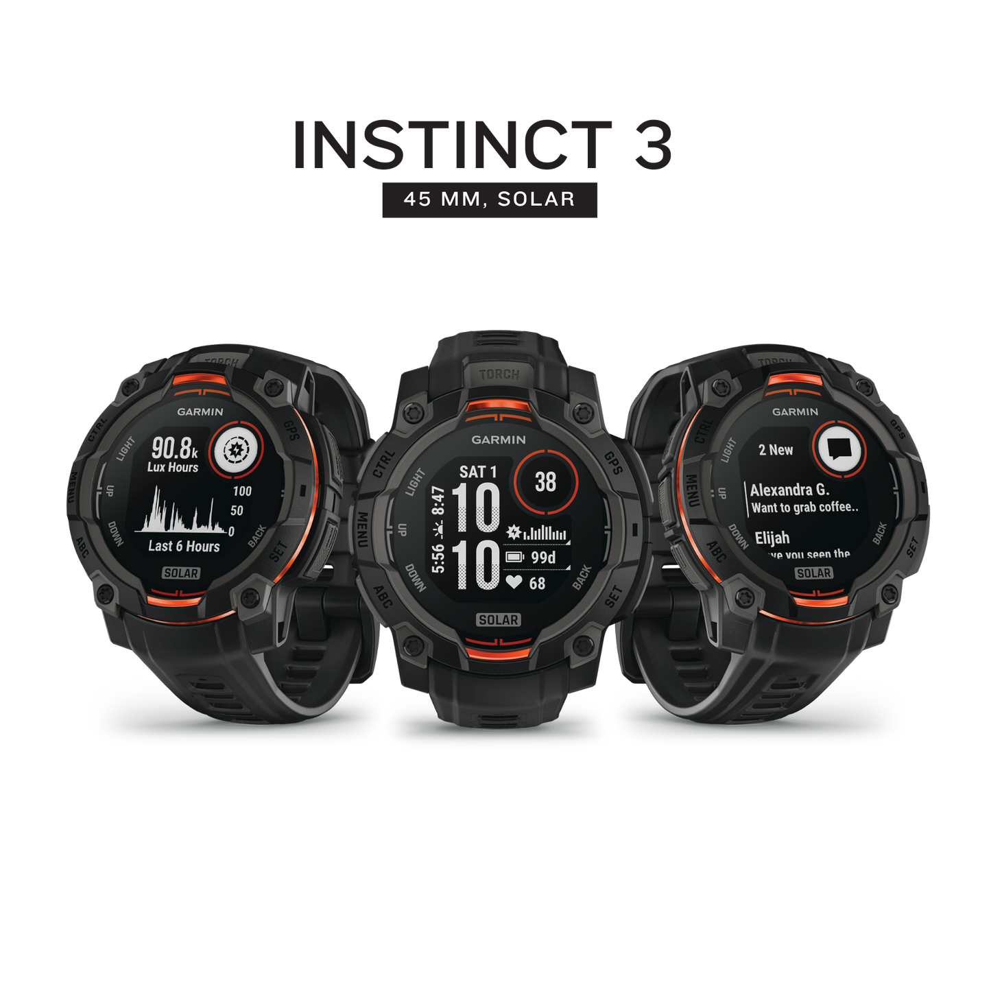 Garmin Instinct 3 – 45mm SOLAR GPS Smartwatch (010-02934-00)